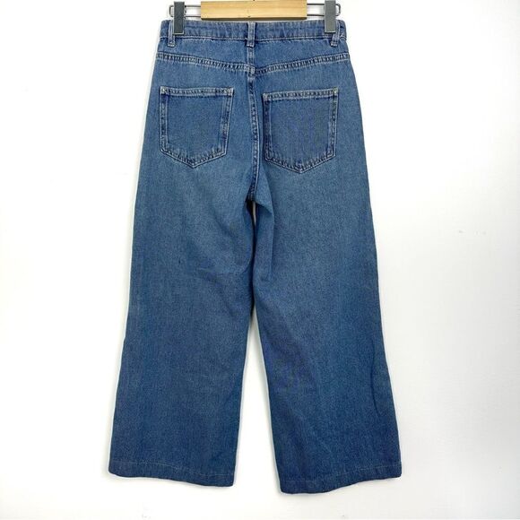 French Connection High Waisted Wide Leg Crop Jeans Sz 2 - Picture 3 of 13